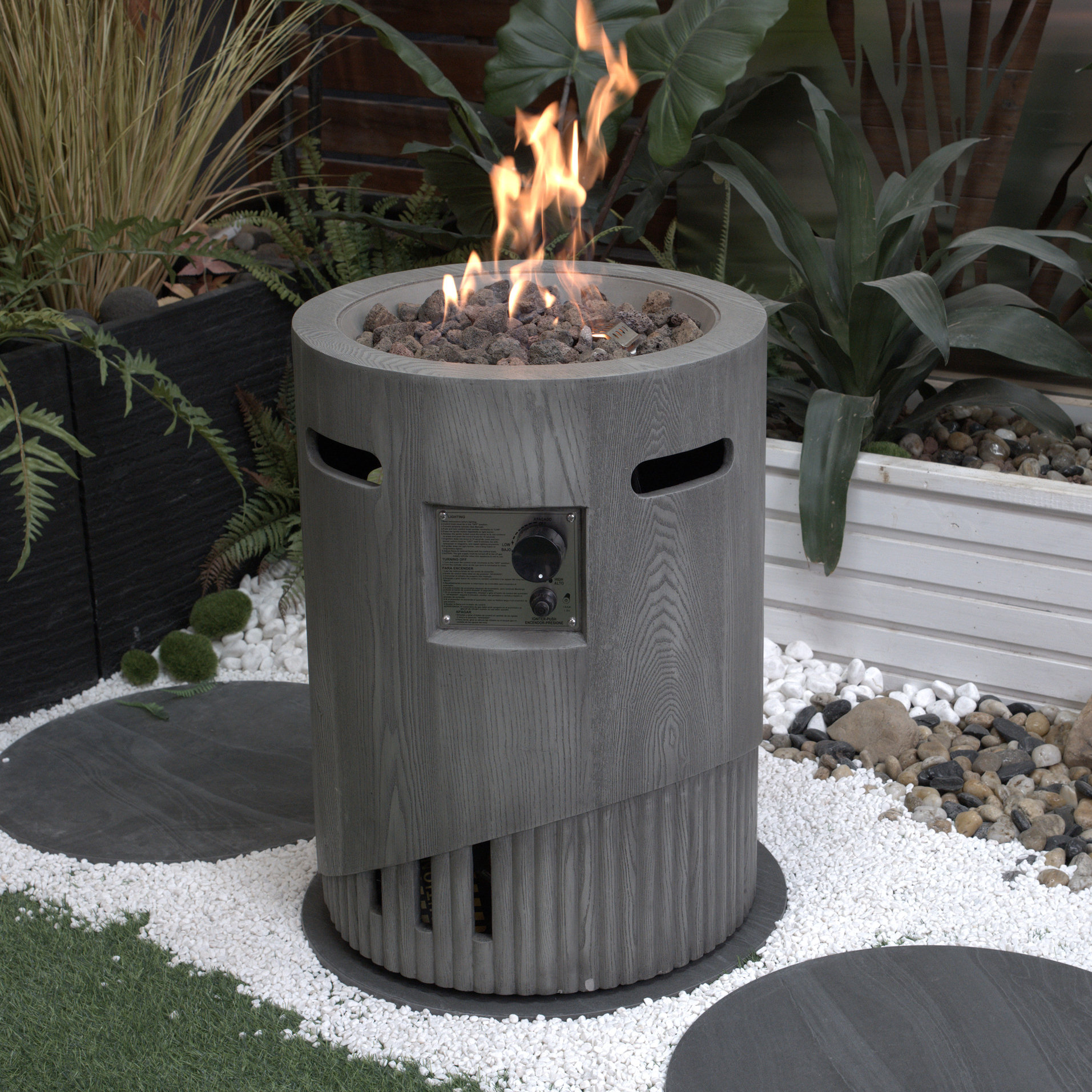 Rosecliff Heights Approved 20" Round Outdoor Fireplace, 32000 With Lava ...