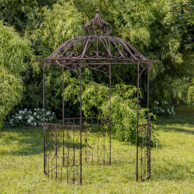 10 pi. Foyer à gaz rond avec parois latérales en blanc antique «TATIANNA»
