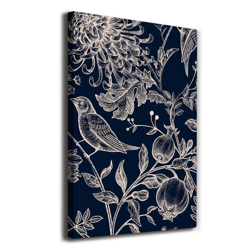 Flowers And Birds - Wrapped Canvas Print