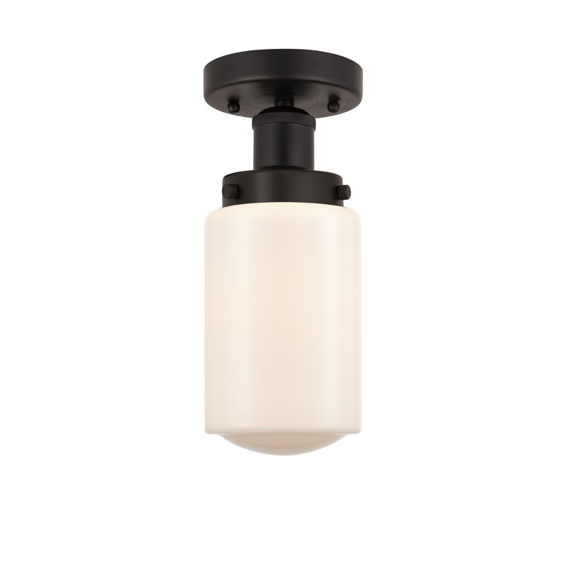 Plafonnier semi-encastré en verre Erkson, Blanc mat, Bronze huilé