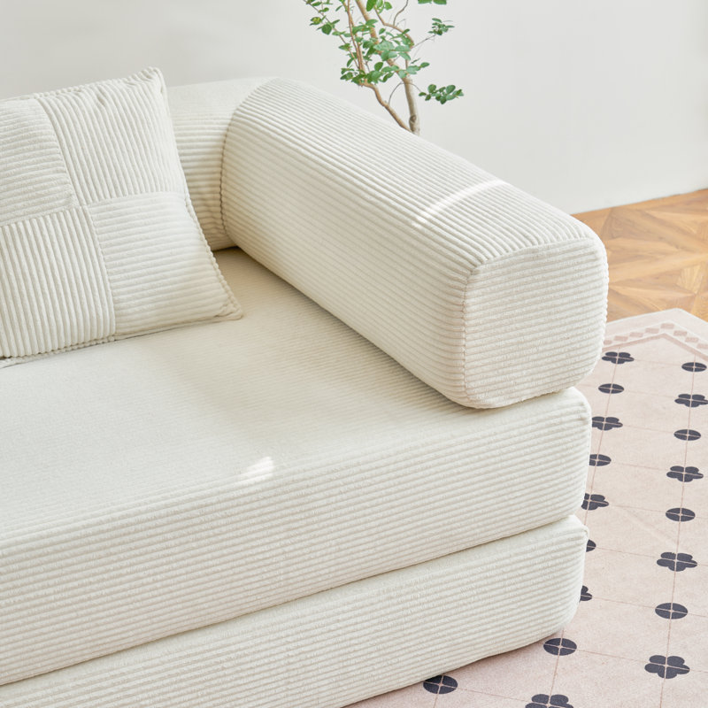 Canapé-lit Boneless Convertible, Blanc, H 27,9 po x l 81,6 po x P 40,8 po