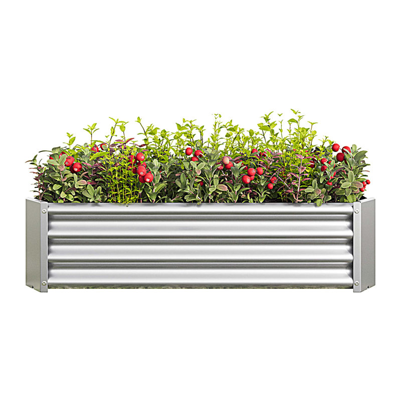 Lit de jardin surélevé en métal, pot de fleurs rectangulaire surélevé 4 × 2 × 1 pi pour plantes, légumes et herbes
