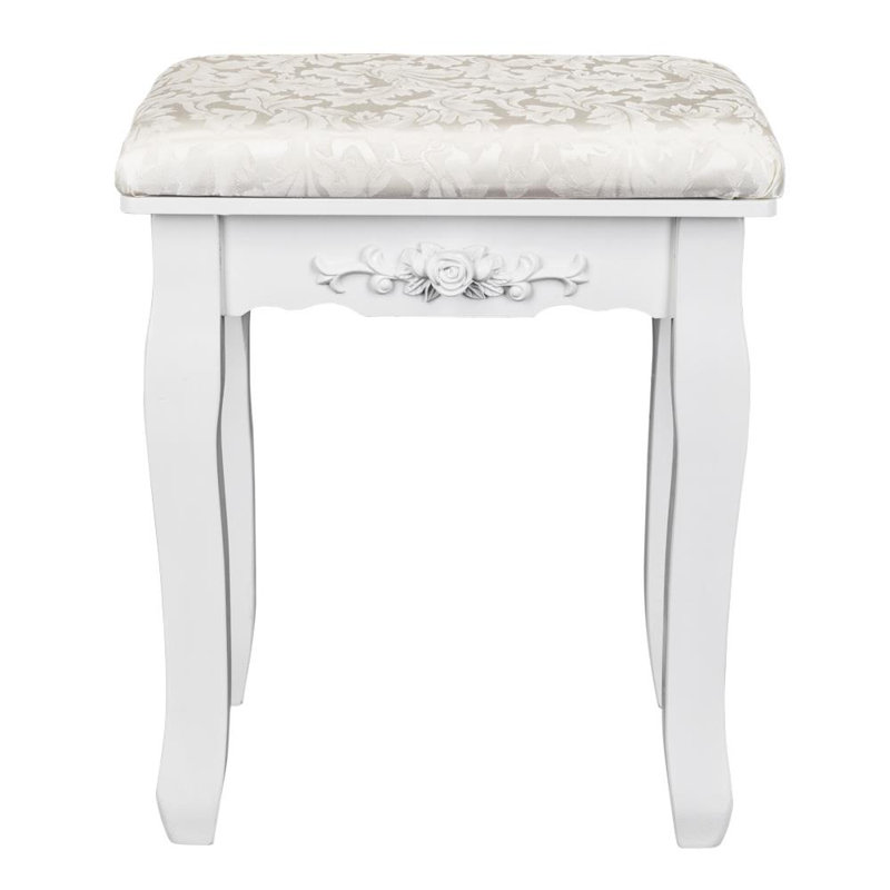 Solid Wood Accent Stool, White