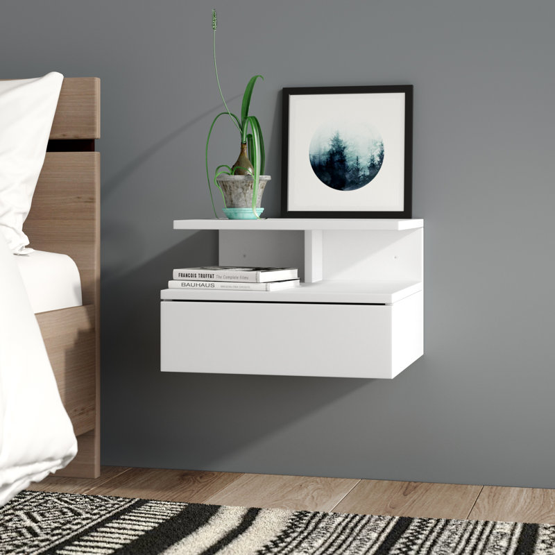 Cliffsage Manufactured Wood Bedside Table, White