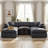 Modular Plush Chenille Extra Soft Deep Cloud Sectional U-shaped Sofa With Ottoman & Armrest Pillows-1422645185