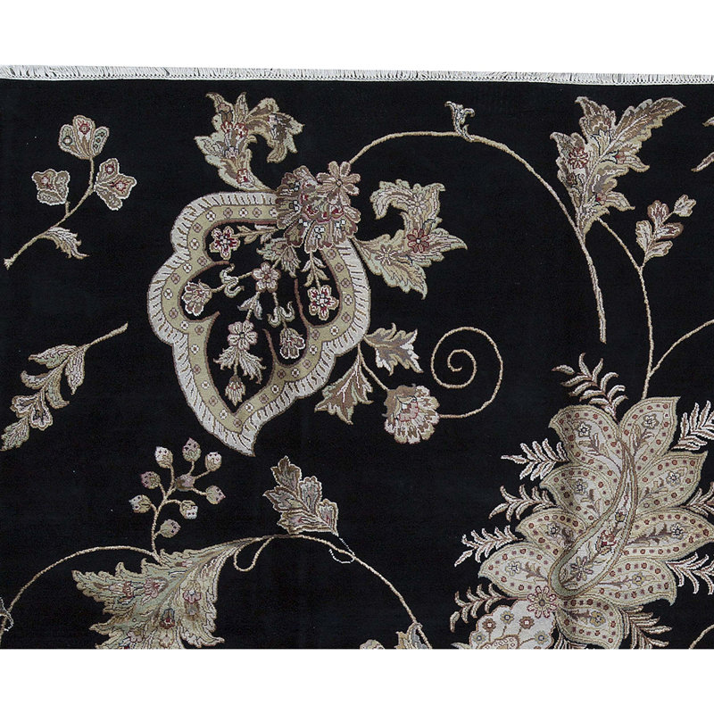 Dharma Floral Area Rug in Black/Beige