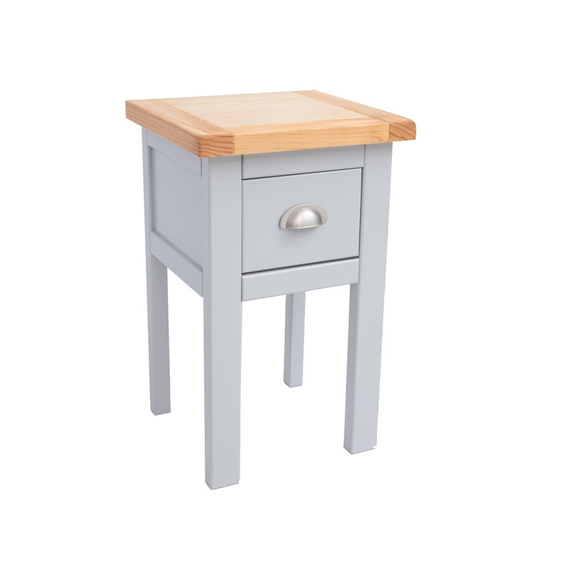 Hindsville 35 cm W Bedside Table, Grey/Oak/Silver