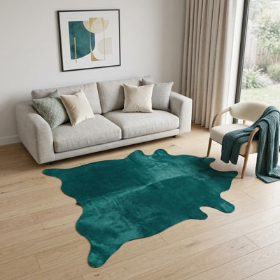 Tapis vert en cuir de vache 5 pi x 7 pi