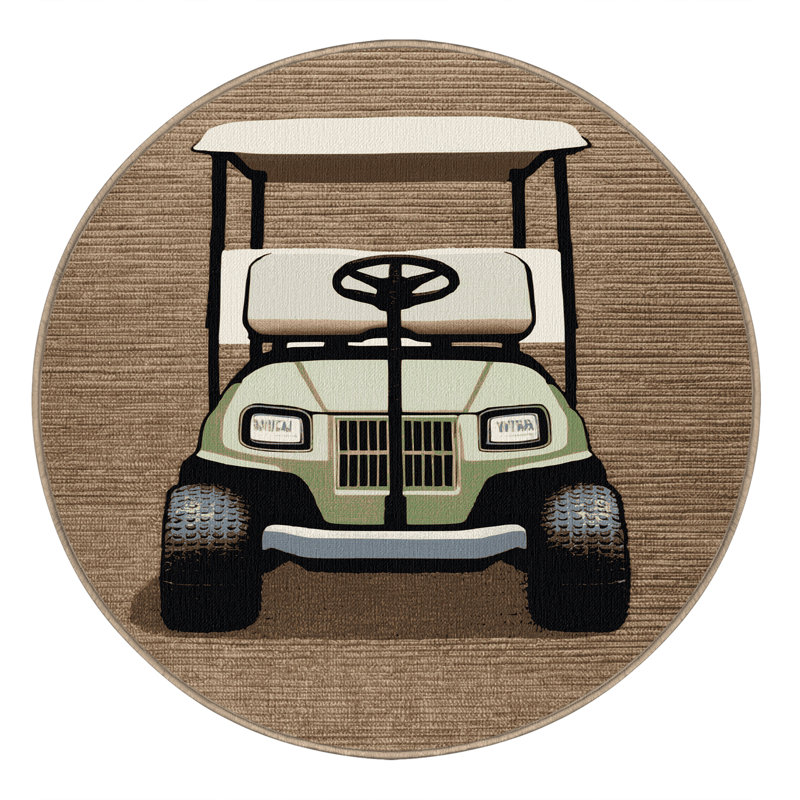 Tapis beige lavable à la machine, Rond 8 pi