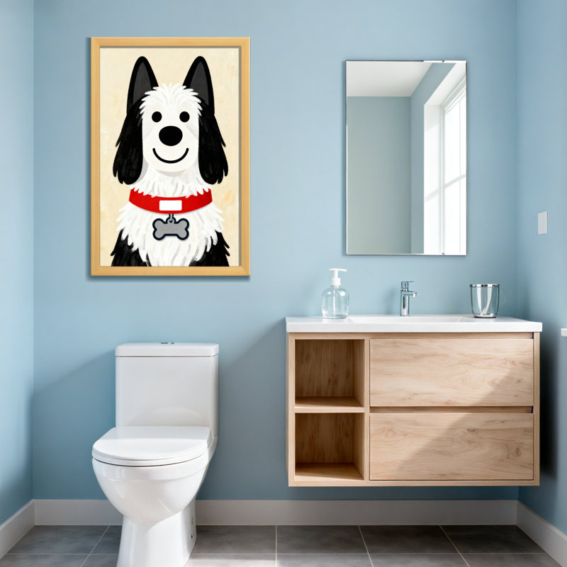 Animaux mignons avec un collier rouge et une étiquette en os, H 30 po x l 20 po, Toile tendue, Ne s’applique pas