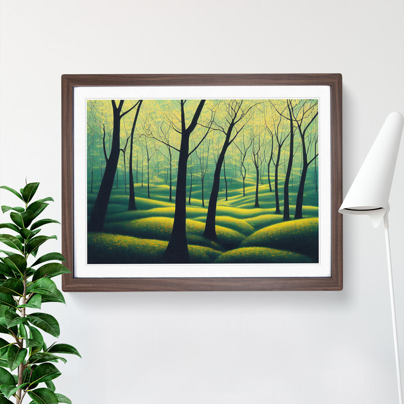 Fine Spring Forest - Single Picture Frame Painting, 46cm H x 64cm W x 2cm D, Walnut