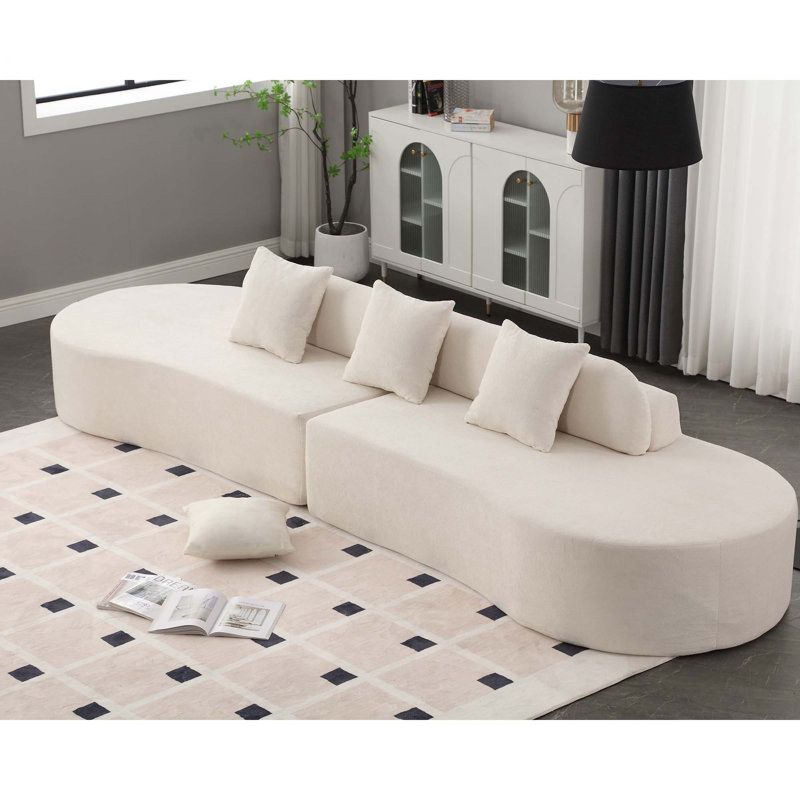 Canapé 4 places en tissu éponge, Beige