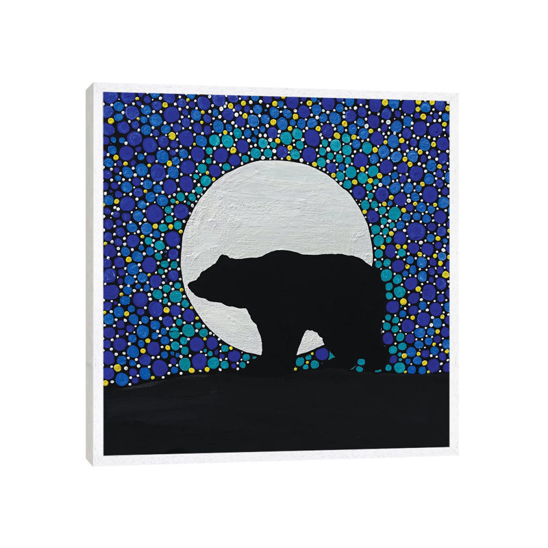 Moon Bear by Rachel Olynuk - Painting on Canvas, 45.72cm H x 45.72cm W x 3.81cm D, White Framed