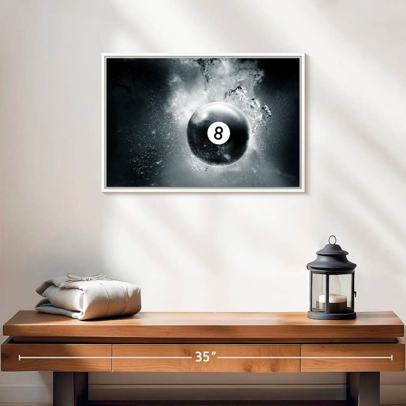 Goutte d'eau à huit boules, 19 po x 13 po, Cadre flottant blanc