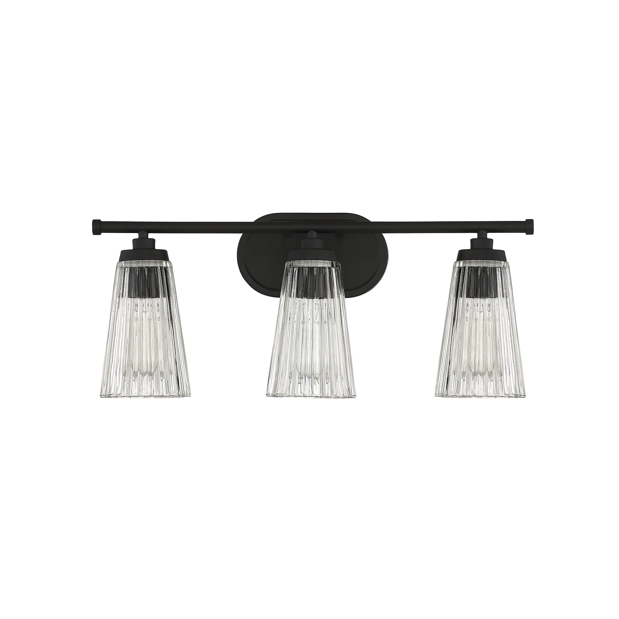 Jeanie Ribbed Dimmable Bath Sconce, Black, 10" H x 22" W x 22" D, 3 Lights