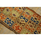 Small Scatter Size Antique Tribal Geometric Mid 19th Century Turkish Yastik Rug