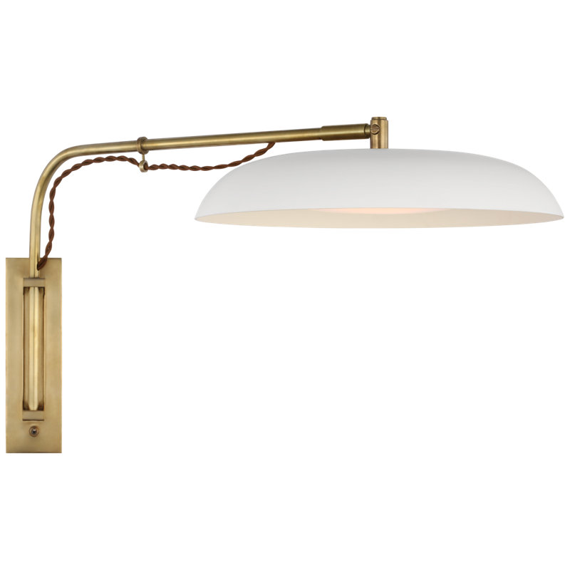 Cyrus 1 - Light LED Armed Sconce, Hand-Rubbed Antique Brass/White