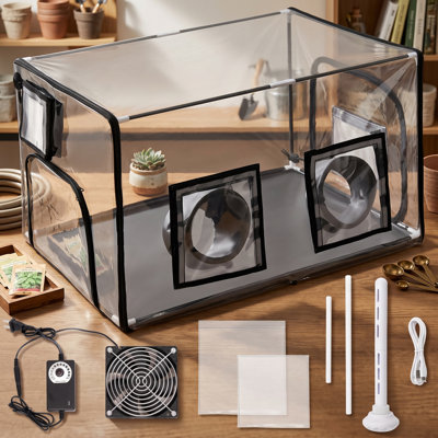 Installation de culture de champignon équipée d'un humidificateur, d'un ventilateur et d'un panneau de visualisation transparent, d'un système de réglage de la circulation de l'air filtré et de l'humidité, d'une fenêtre d'observation transparente et infroissable pour la culture de champignons d'intérieur désinfectée