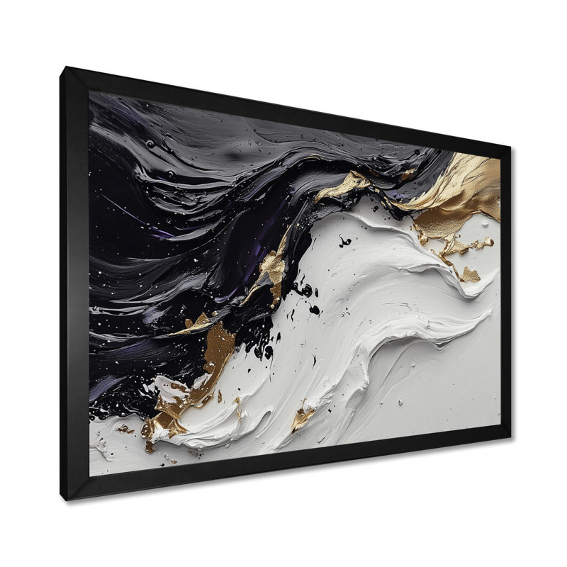Willems - Abstract Wall Art, Black, Single Picture Framed Print, 12" H x 20" W