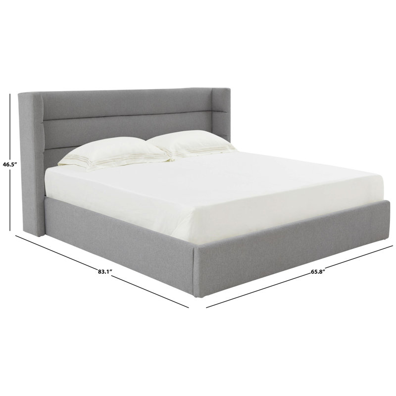 Upholstered Bed, Light Gray, Queen