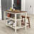 3-Piece Stationary Kitchen Island Set with 2 Stools, Rubber Wood Top Dining Table Set with 2 Shelves-795906322