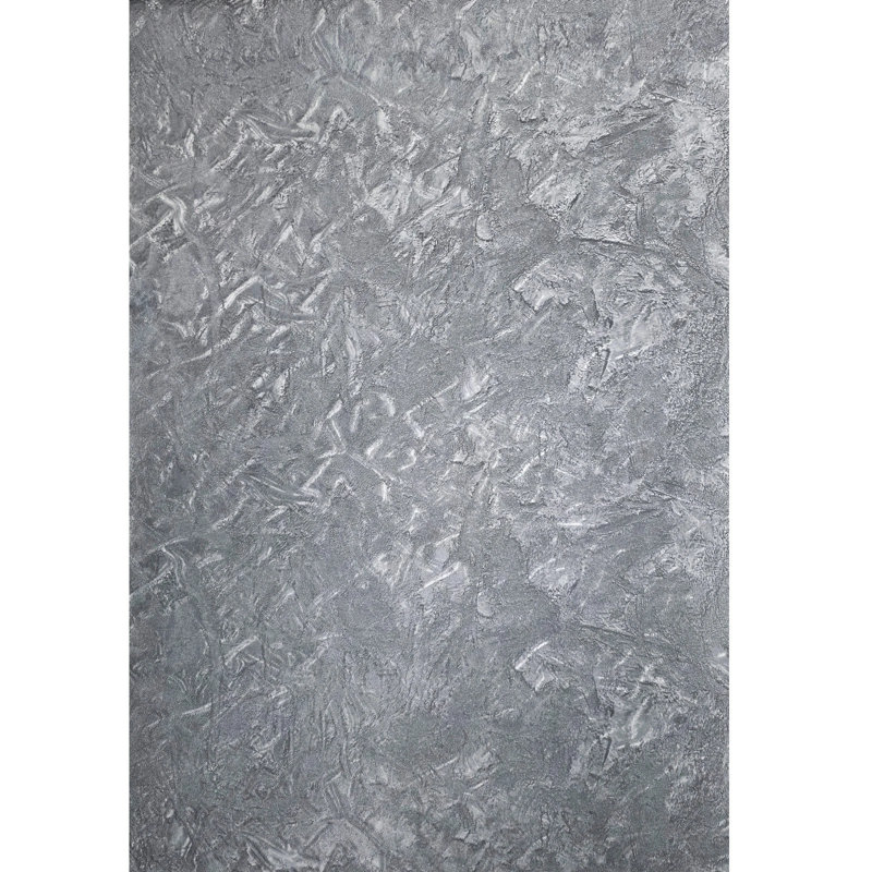 Papier peint texturé en plâtre froissé gris foncé argenté