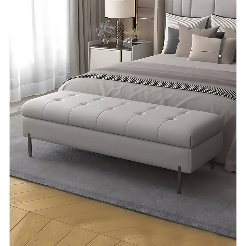 Repose-pieds de luxe léger en microfibre avec cadre en bois massif, Gris