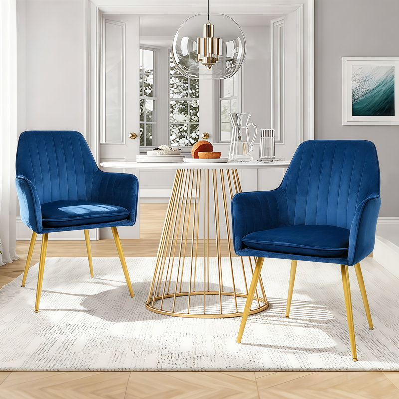 Jevita Velvet Arm Chair, Set Of 2, Blue