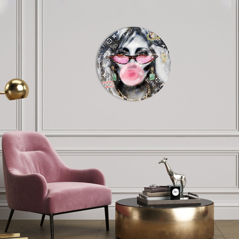 Always Such a Good Girl Fashion and Glam Round Acrylic Art by Oliver Gal, 30" H x 30" W