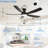 52 In. Black 5 Abs Blades Flush Mount Standard Ceiling Fan With Led Light And Remote