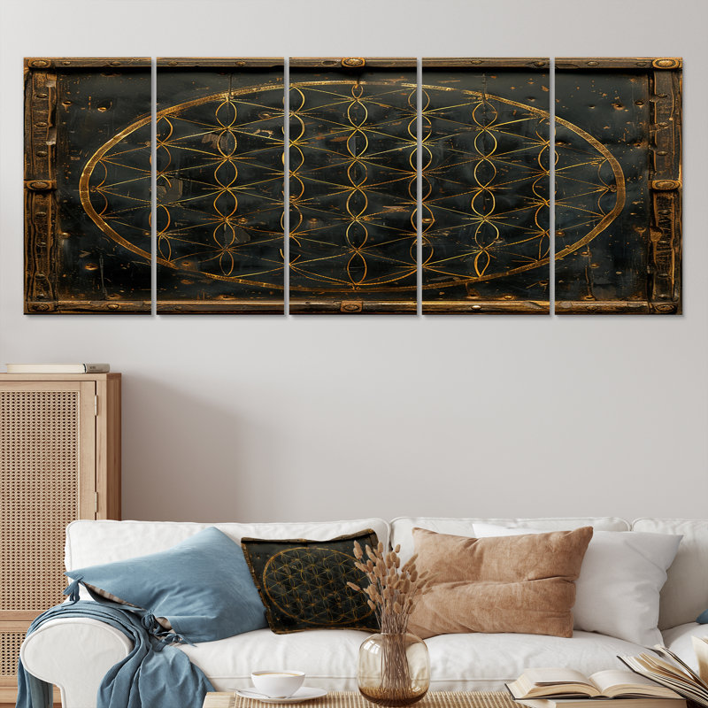 Ensemble d'art mural géométrique 5 pièces Provenant, 28" H x 60" W