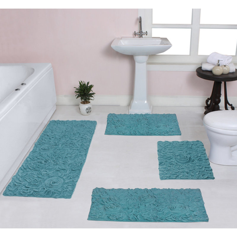 Ensemble de tapis 100% coton Dobrinsky, bleu