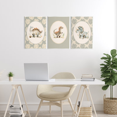 Ensemble de 3 plaques murales à motif de dinosaures pour chambre d'enfant, par LSR Design Studio