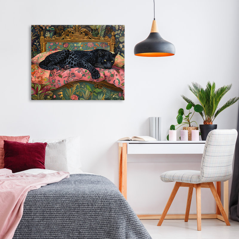 «Leopard Lounge» sur toile textile ornée, design par Creative Studio, H 16 po x l 20 po