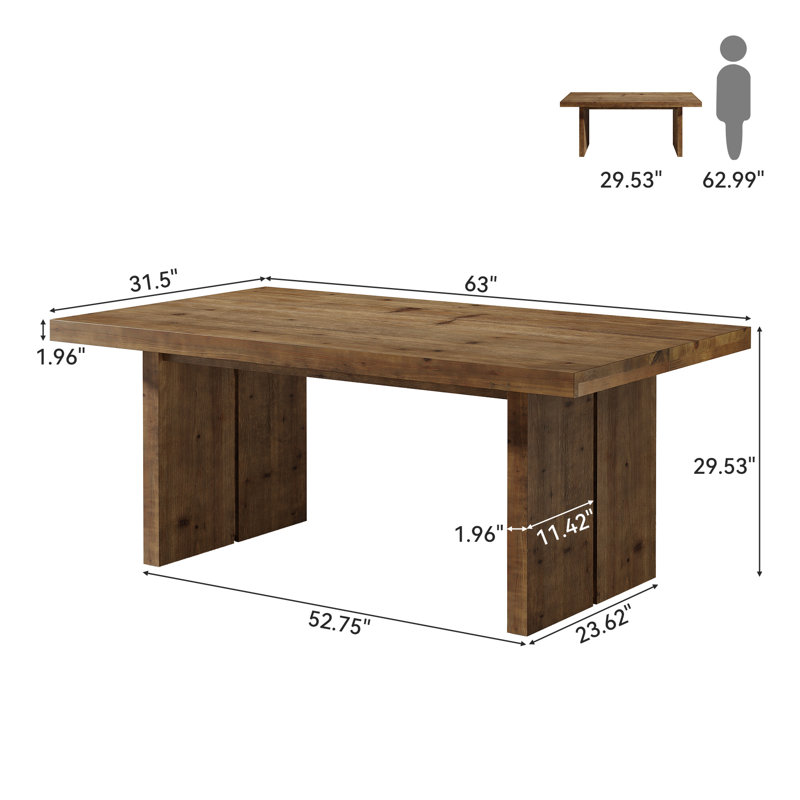 Bureau en bois massif de 63 pouces