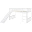Lit mezzanine simple avec glissade - Blanc, bois massif pour une vie paisible avec une glissade blanche, maximisant l'espace pour les familles en pleine croissance