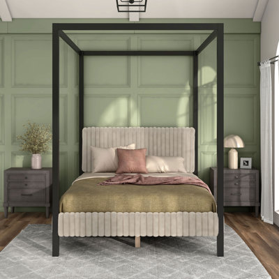 Casondra Upholstered Metal Canopy Bed