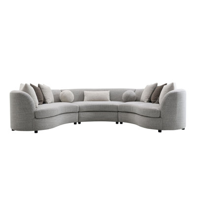 Ivria Gray Boucle Sectional Sofa W/9 Pillows