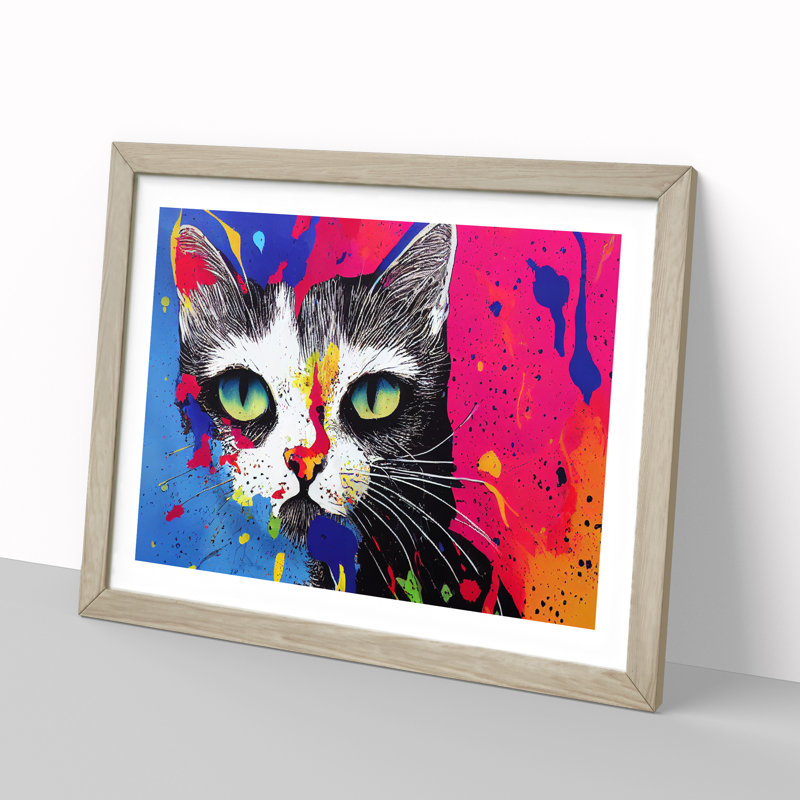 Cat Splashed Vol.6 Abstract - Framed Print, 46cm H x 64cm W x 2cm D, Oak