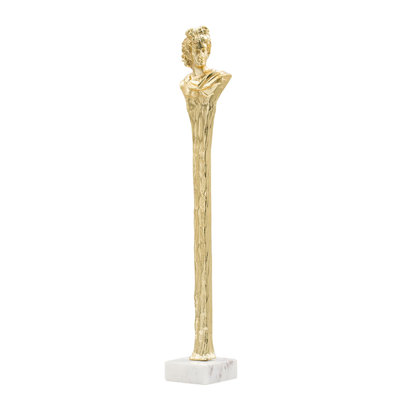 Valeri Small Decorative Human Figurine, Marble Base, Gold Aluminum 28 Inch