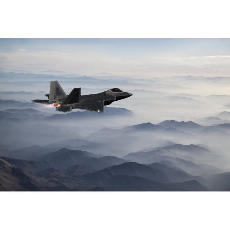 F-22 Fighter Jet - Wrapped Canvas Print, 81cm H x 122cm W x 3.8cm D