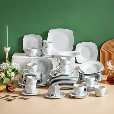 Series Elisa 48-Piece Porcelain Dinner Set Cereal Bowls Dinner