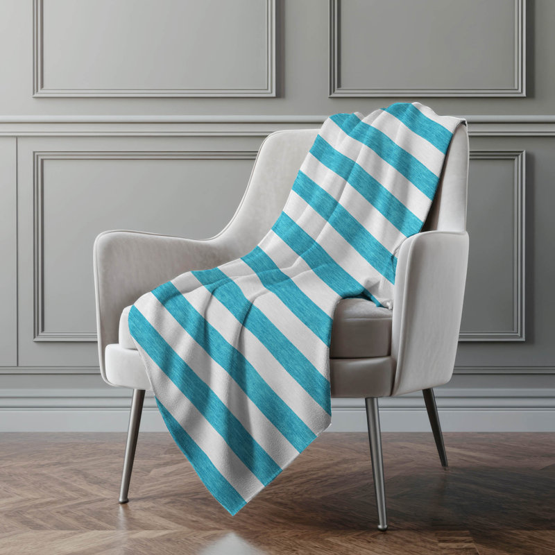 Jeté en sherpa Addison, Rayures bleu sarcelle