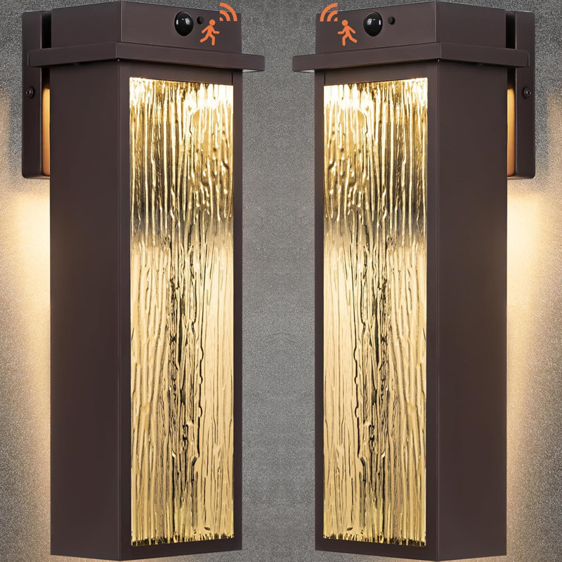 Upgraded Dusk To Dawn LED Outdoor Wall Light With Motion Sensor, IP65 Waterproof Exterior Porch Lantern, 20 Inch Large Outdoor Sconce For Garage And Patio, 2-Pack