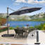 Parasol extérieur en porte-à-faux gris 10 pi avec base et housse-379066995