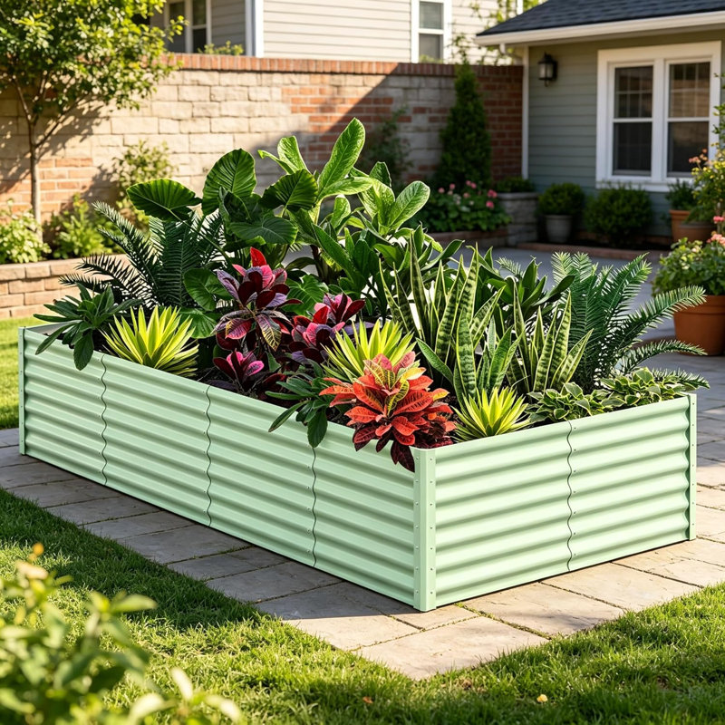 Metal Raised Garden Bed, 61cm H x 122cm W x 244cm D