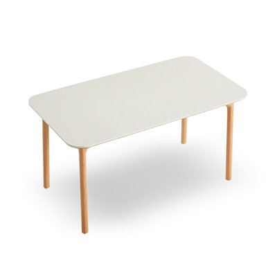 Table de salle à manger blanche rectangulaire en bois massif