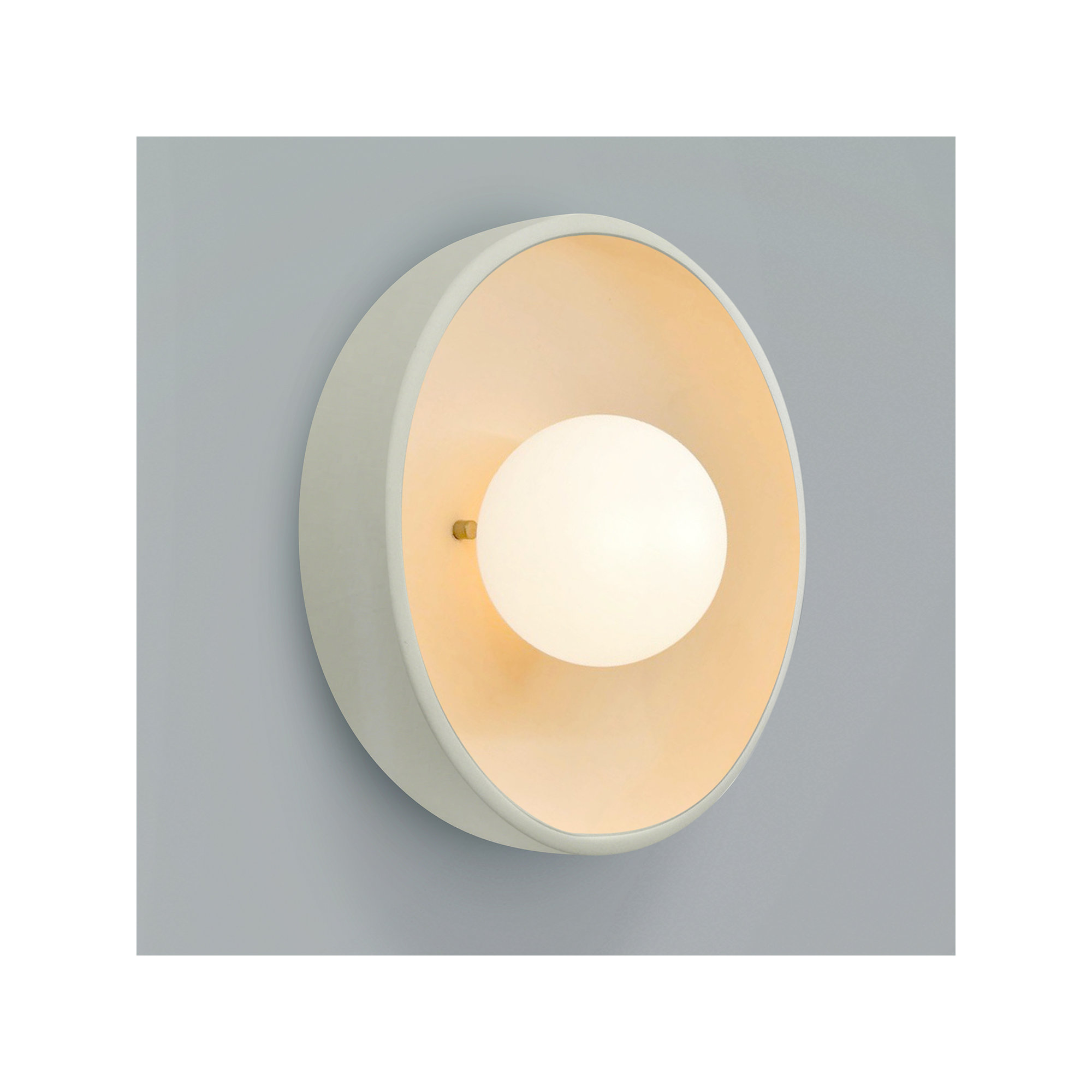 Ambiance - Flush Coupe ADA Wall Sconce - Antique Gold, Matte White