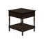 Table d'appoint, 2 niveaux, table de bout, table d'appoint, carré, table de chevet, chambre à coucher, lampe, placage brun, traditionnel