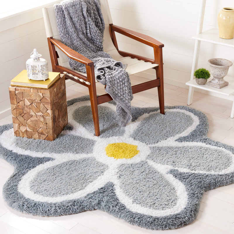 Kandida Novelty Hand Tufted Performance Floral Rug, Round 6'